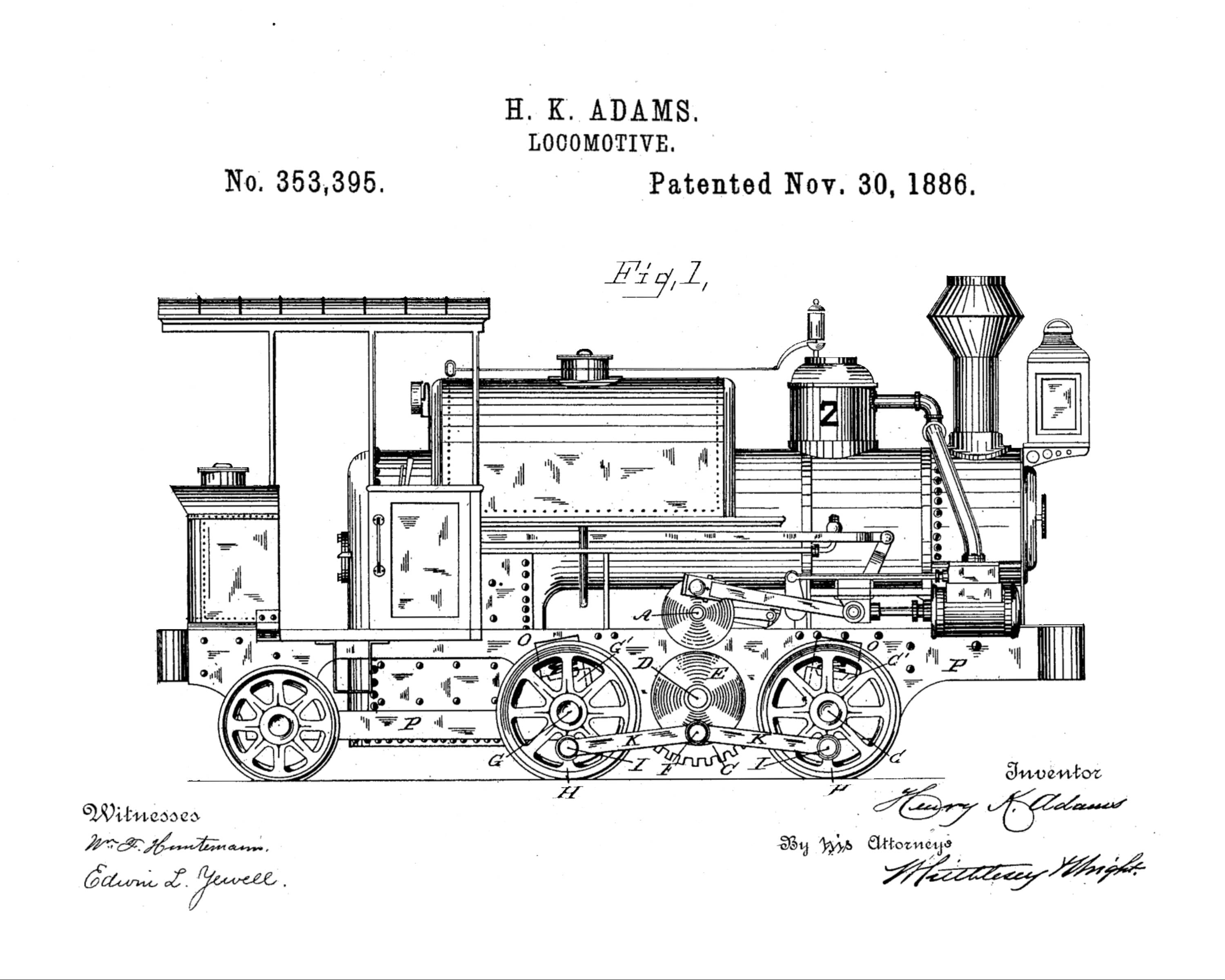 1886 Train Railway Locomotive Patent Print 1886-train Enthusiast-train Gifts ...