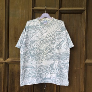DODGE t shirt spell out full print design.. Dodge Brothers Touring Car.. vintage t shirt by MURINA.. made in usa.. size XL