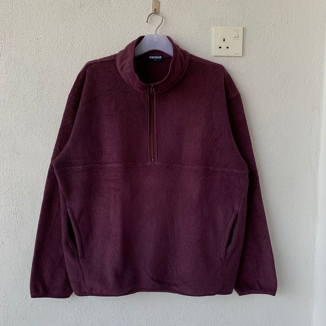 UNIQLO Fleece Sweatshirt Quarter Zip. Plain Color. Vintage Sweatshirt. Japanese Brand. Size L Etsy UK