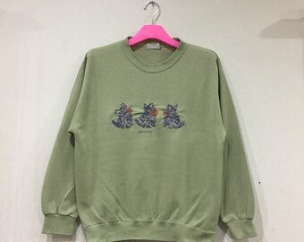 vintage DOG sweatshirt spell out embroidered design.. vintage sweatshirt.. size S