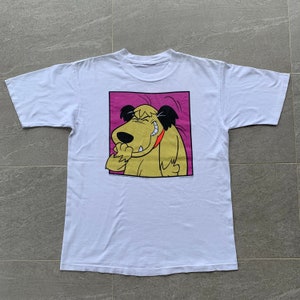 WACKY RACES X NASCAR t shirt spell out big design.. Hanna Barbera.. Muttley character. Size xl