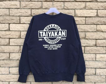 vintage 90's SWEATSHIRT spellout big design.. hokkaido taiyakan professional.. vintage sweatshirt.. size S