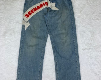 SCENARIO thrashed spijkerbroek. gemaakt in Japan. Japans merk.. vintage denim.. maat 32
