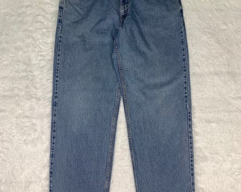 May include: A pair of light blue denim jeans with a straight leg fit.
