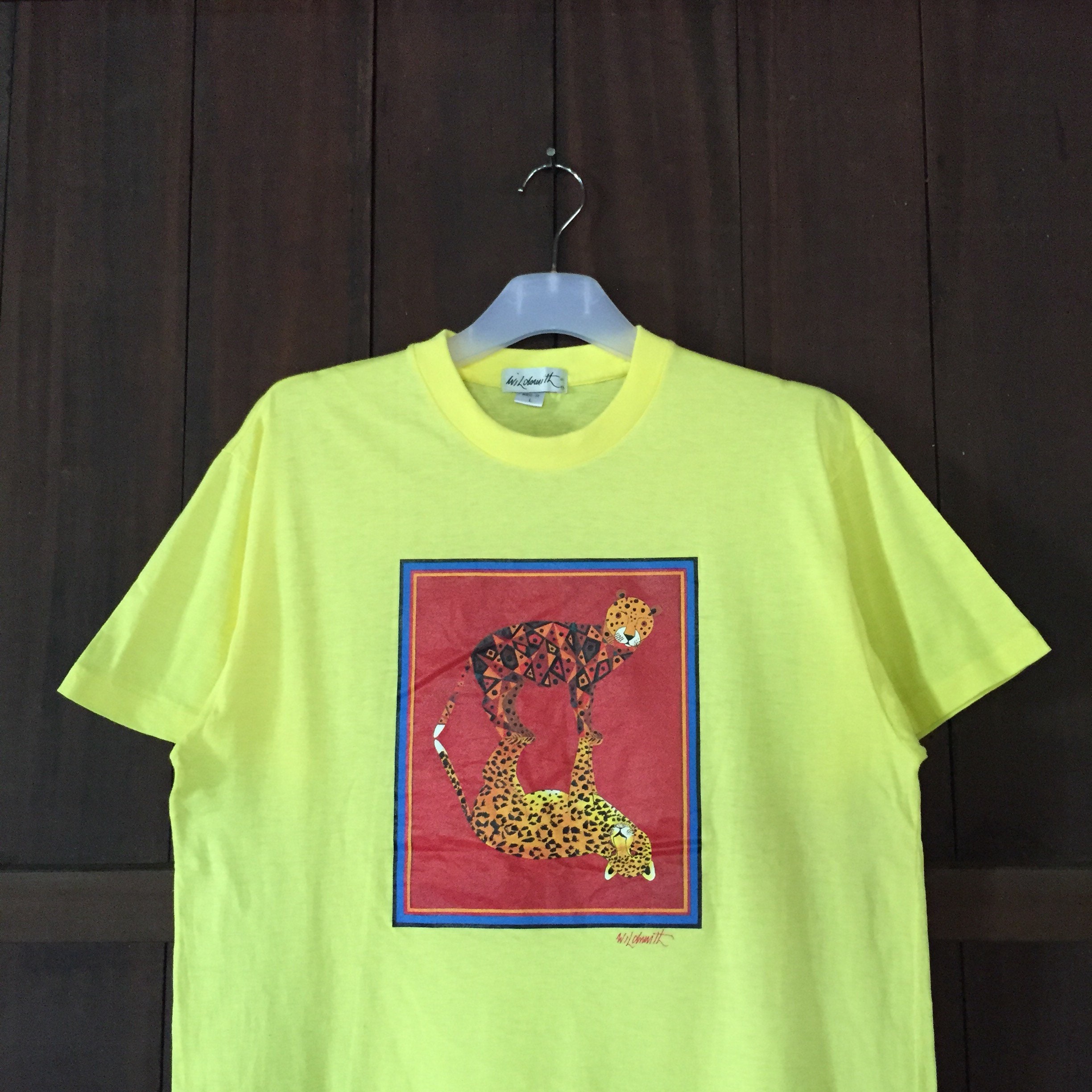 ワイルドスミス　Tシャツ絵画 ヴィンテージ ブライアン・ワイルドスミス チーター絵画Tシャツ
