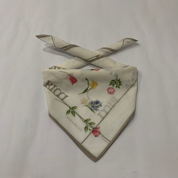 NINA RICCI scarf flower design.. handkerchief ban… - image 3