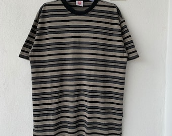 Vintage K-Swiss Striped T-Shirt - Size XL