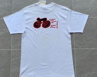 T-shirt da ciclismo vintage di Keith Haring: Pop Shop Design, Made in USA, Taglia M