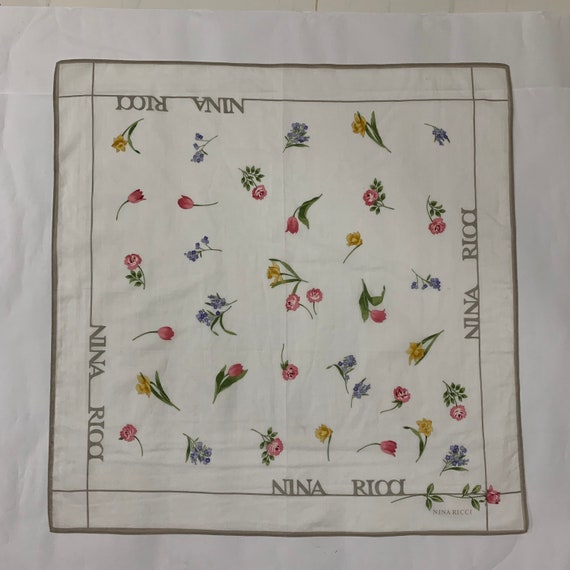 NINA RICCI scarf flower design.. handkerchief ban… - image 6