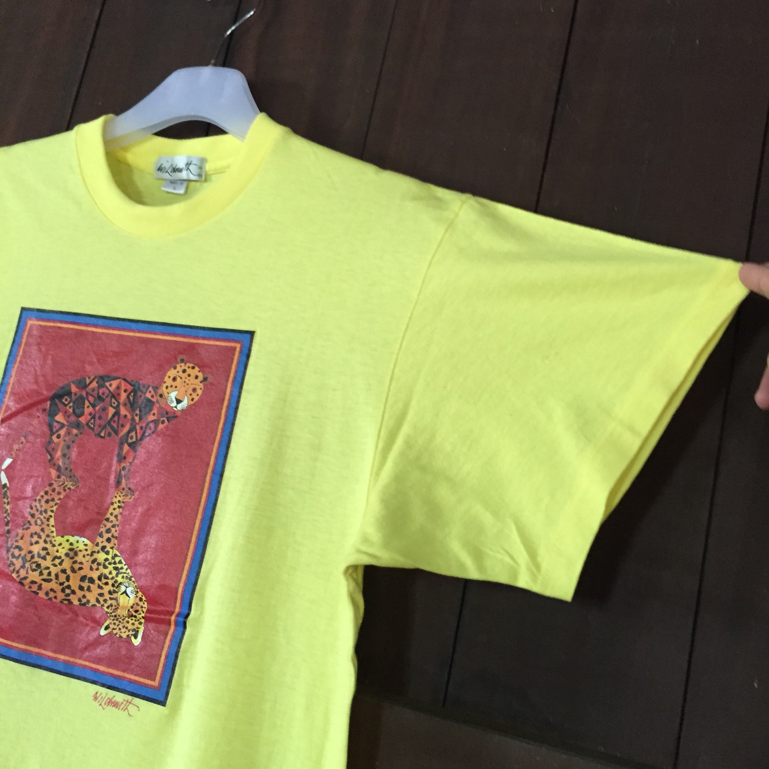 ヴィンテージ ブライアン・ワイルドスミス チーター絵画Tシャツ