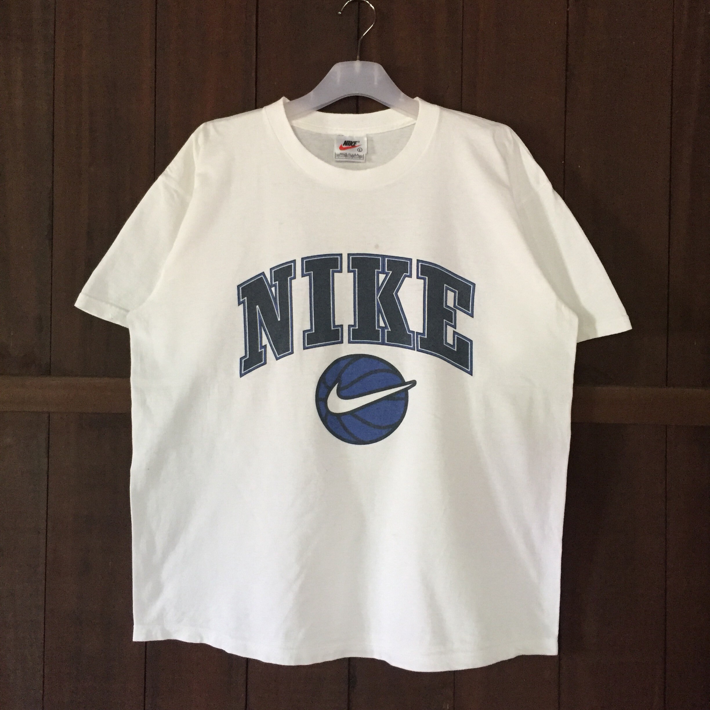 MSKvintagestore Vintage Nike T Shirt Spell Out Big Logo.. Nike baseball.. Vintage T Shirt.. Made in Usa.. Size L