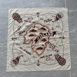 Pañuelo bandana vintage X ISLAND con diseño de mapa... diseño de barco... marca japonesa...