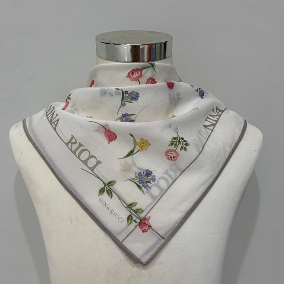 NINA RICCI scarf flower design.. handkerchief ban… - image 1