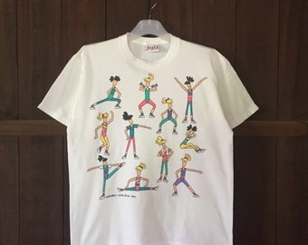 Vintage JULI aerobics-T-shirt: 1994, in de VS gemaakt katoenen T-shirt (maat M)