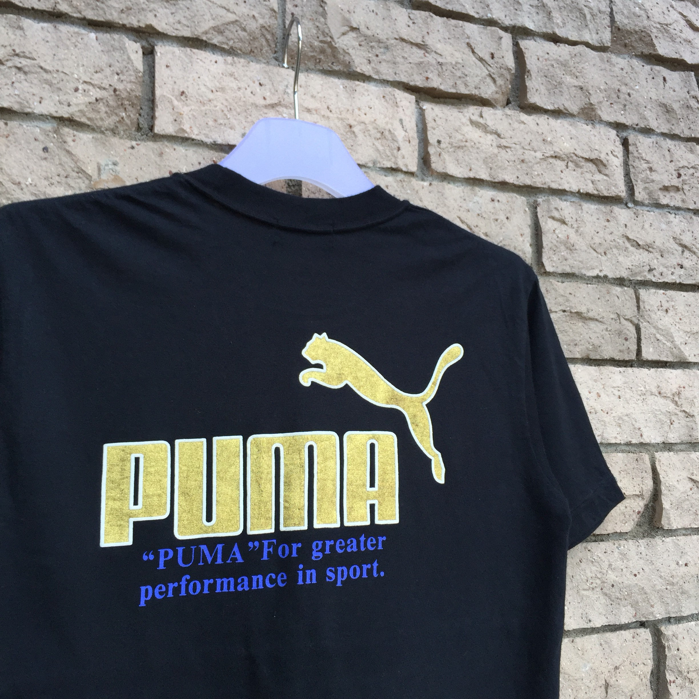 Vintage PUMA T Shirt Spell Out Big Logo.. Puma by Jaspo.. Gold - Etsy