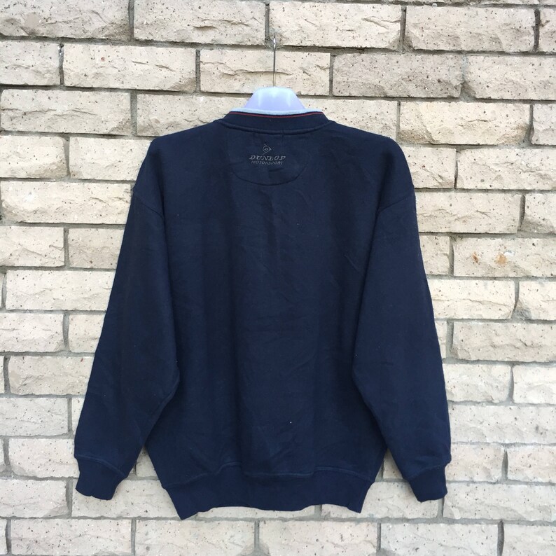 DUNLOP MOTORSPORT D.M.S sweatshirt spellout embroidered small logo. pocket sweatshirt..vintage sweatshirt . size L