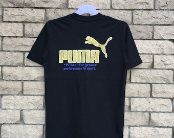 Vintage PUMA T-Shirt: Gold Logo, Size S