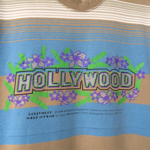 90's HOLLYWOOD T-shirt spellout big design.. flor… - image 3