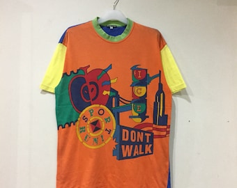 Vintage SPORT ICE-T-shirt: kleurblokontwerp, Italiaanse designer (maat M)