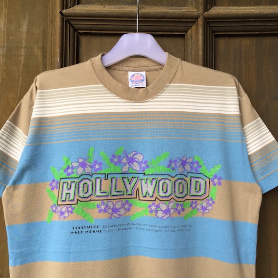 90's HOLLYWOOD T-shirt spellout big design.. flor… - image 2