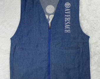 Vintage Versace-jeansvest: Medusa-logo, maat L