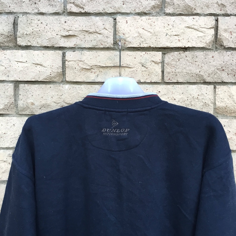 DUNLOP MOTORSPORT D.M.S sweatshirt spellout embroidered small logo. pocket sweatshirt..vintage sweatshirt . size L