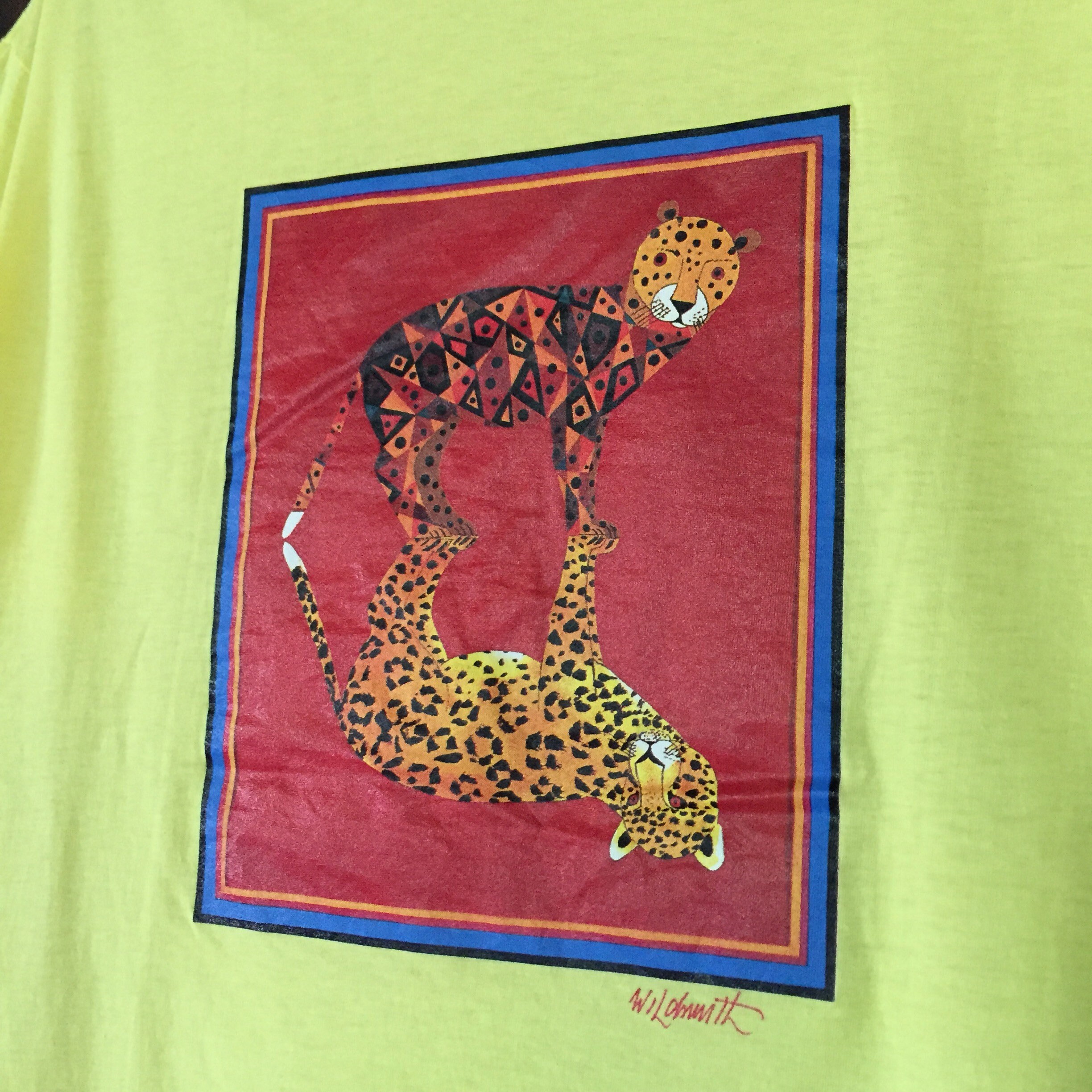 ヴィンテージ ブライアン・ワイルドスミス チーター絵画Tシャツ