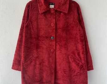 AGNES B long coat .. winter jacket. Fleece jacket. Velvet.. long jacket.. vintage fleece jacket.. size 3