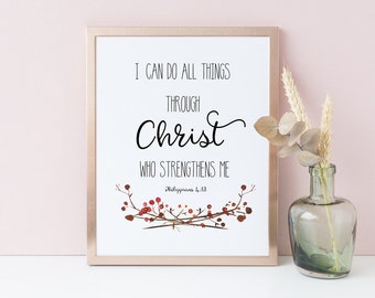 Printable Bible Verse/i Can Do All Things Through Christ/ Phillipians 4