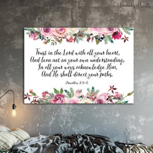 Trust In The Lord With All Your Heart, Proverbs 3 5, Bible Verse Prints, Scripture Prints Watercolor Print Landscape