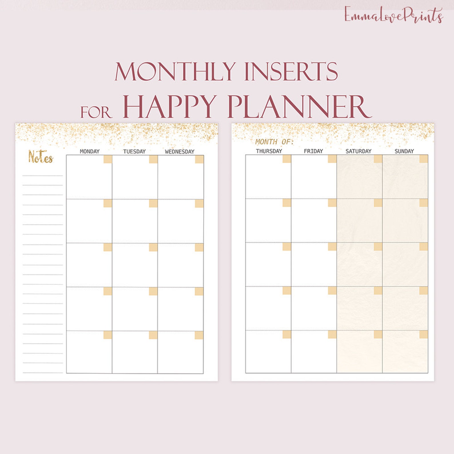 Happy Planner Inserts Printable Monthly Insert Monthly Refill - Etsy