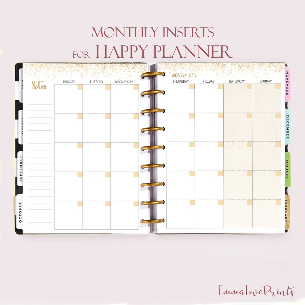 Happy Planner Inserts Printable Monthly Insert Monthly Refill | Etsy