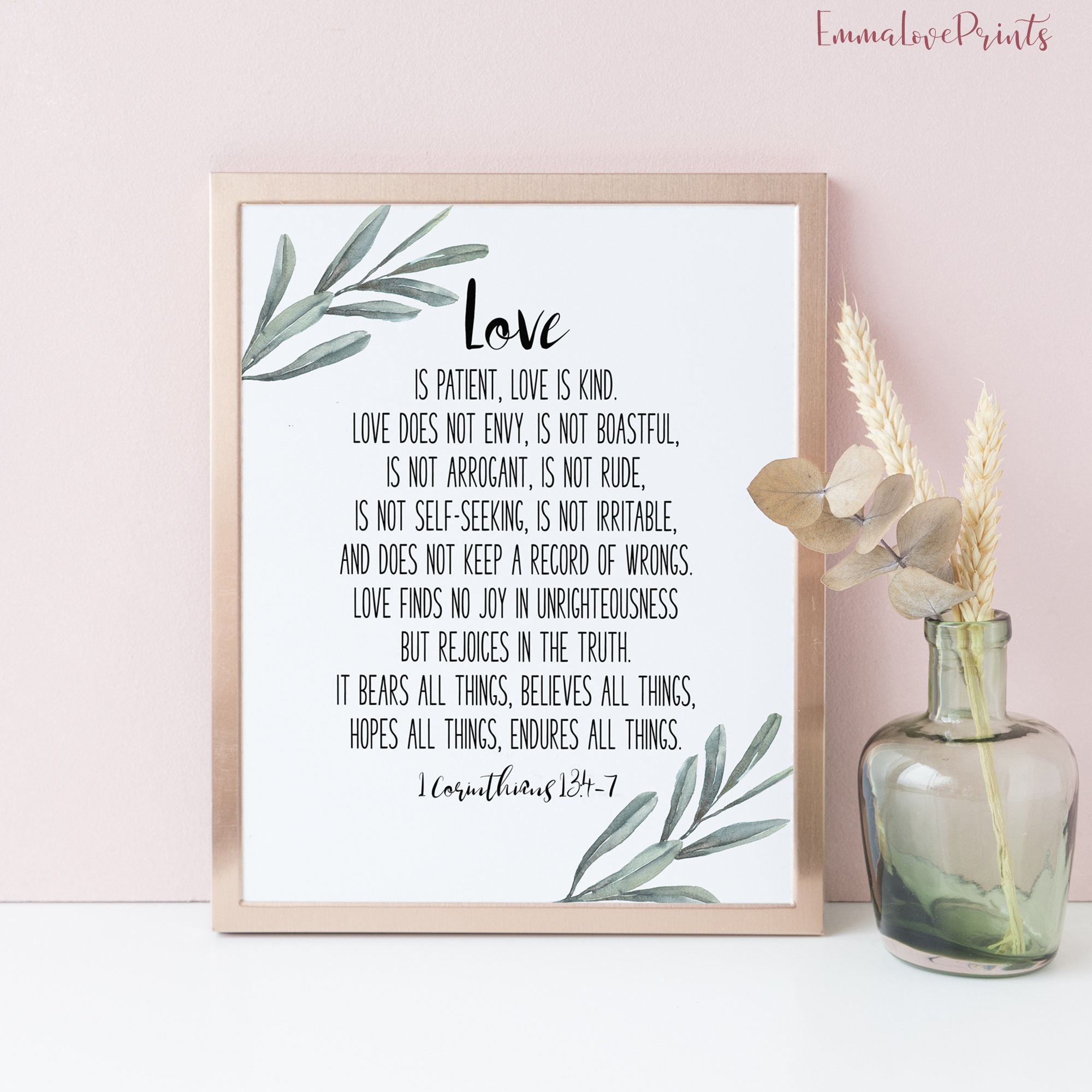 Scripture Prints 1 Corinthians 13, Love is patient, love is kind Bible