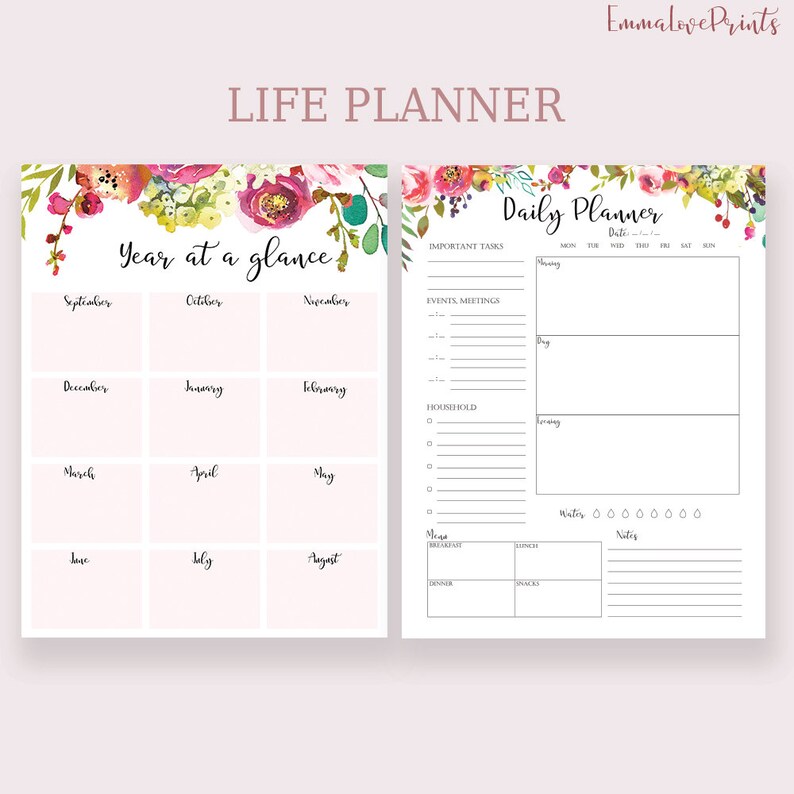 Life Planner Printable Big Happy Planner Inserts Daily Planner Etsy