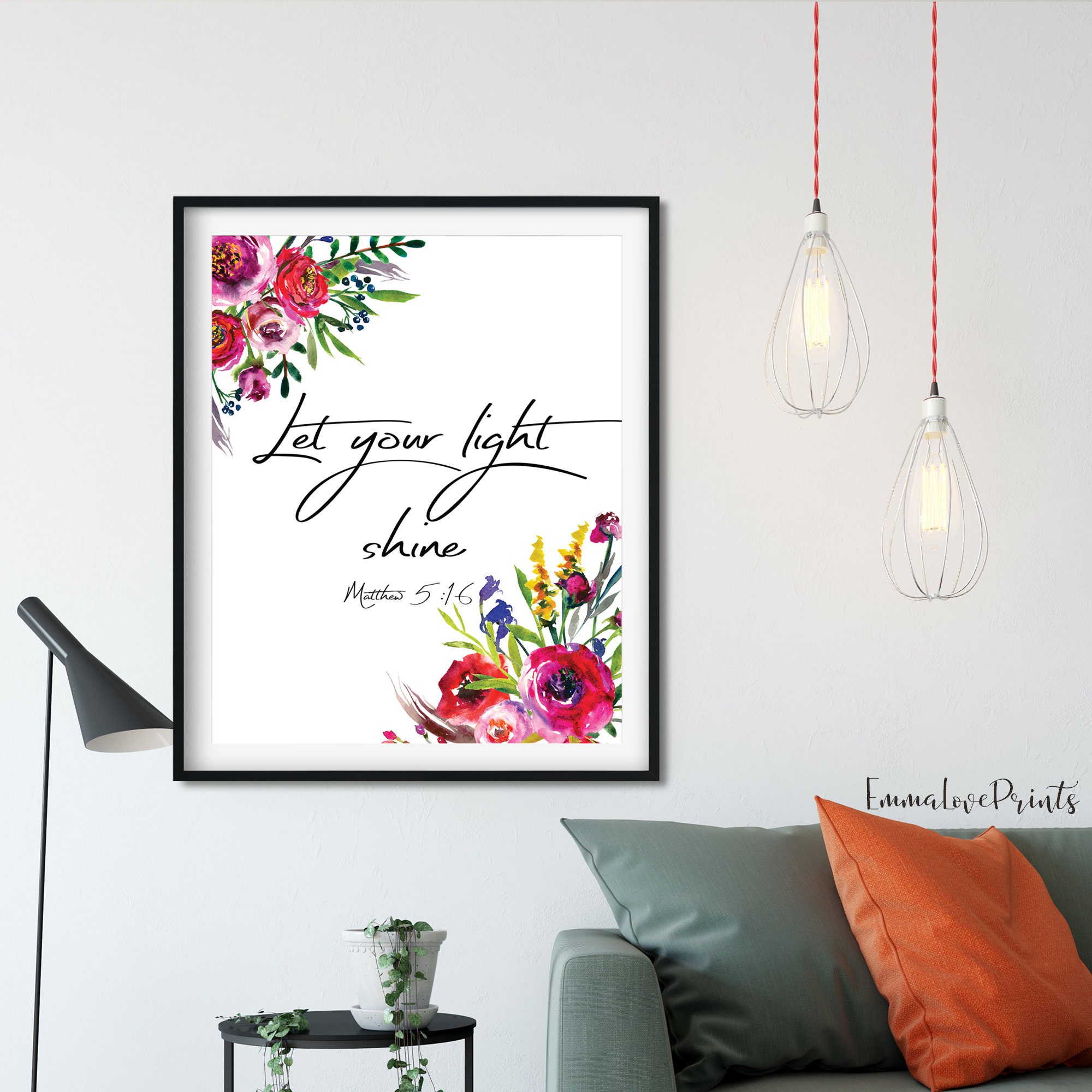 Let Your Light Shine Bible Verse Wall Art Bible Verse Prints Scripture Prints Dorm Wall Art Ff 1
