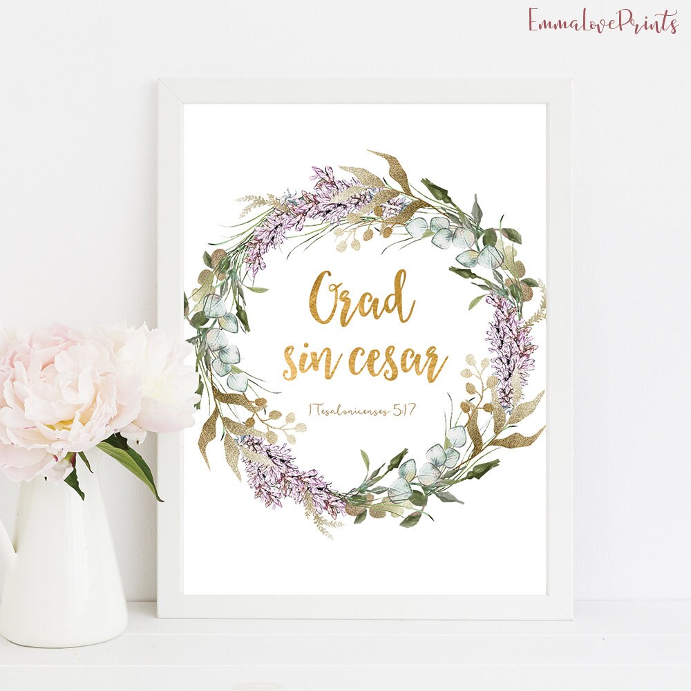 Orad Sin Cesar Bible Verse Wall Art Spanish Bible Verse Verso De