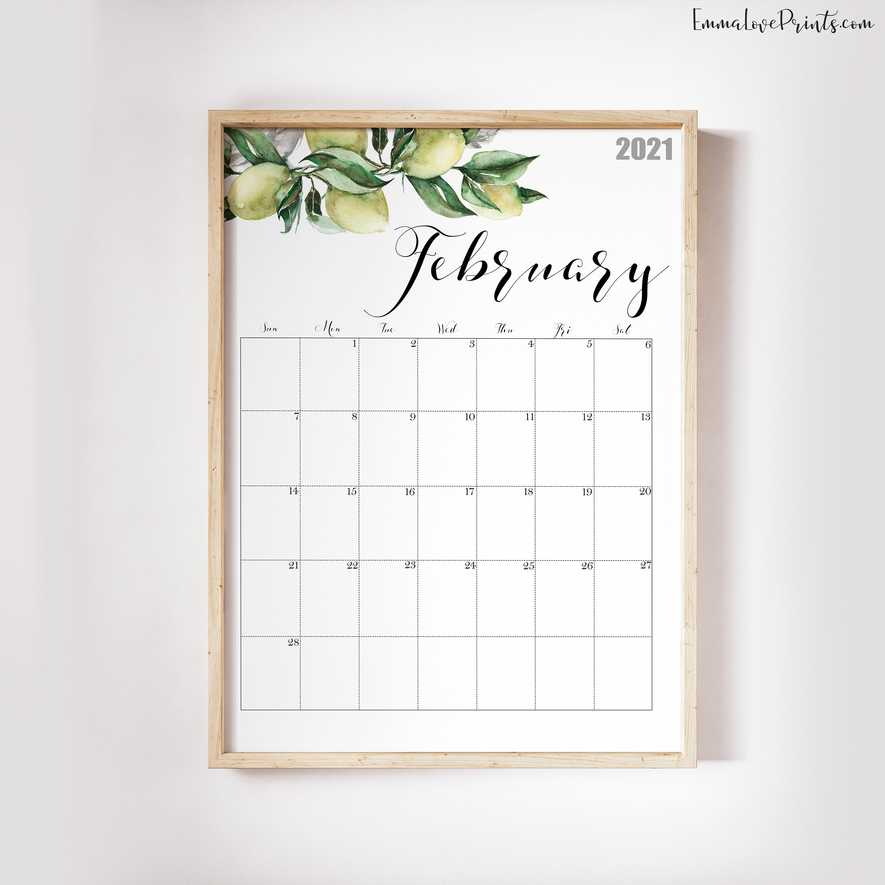 2021 Calendar, Watercolour Calendar 2021, Botanical Wall ...