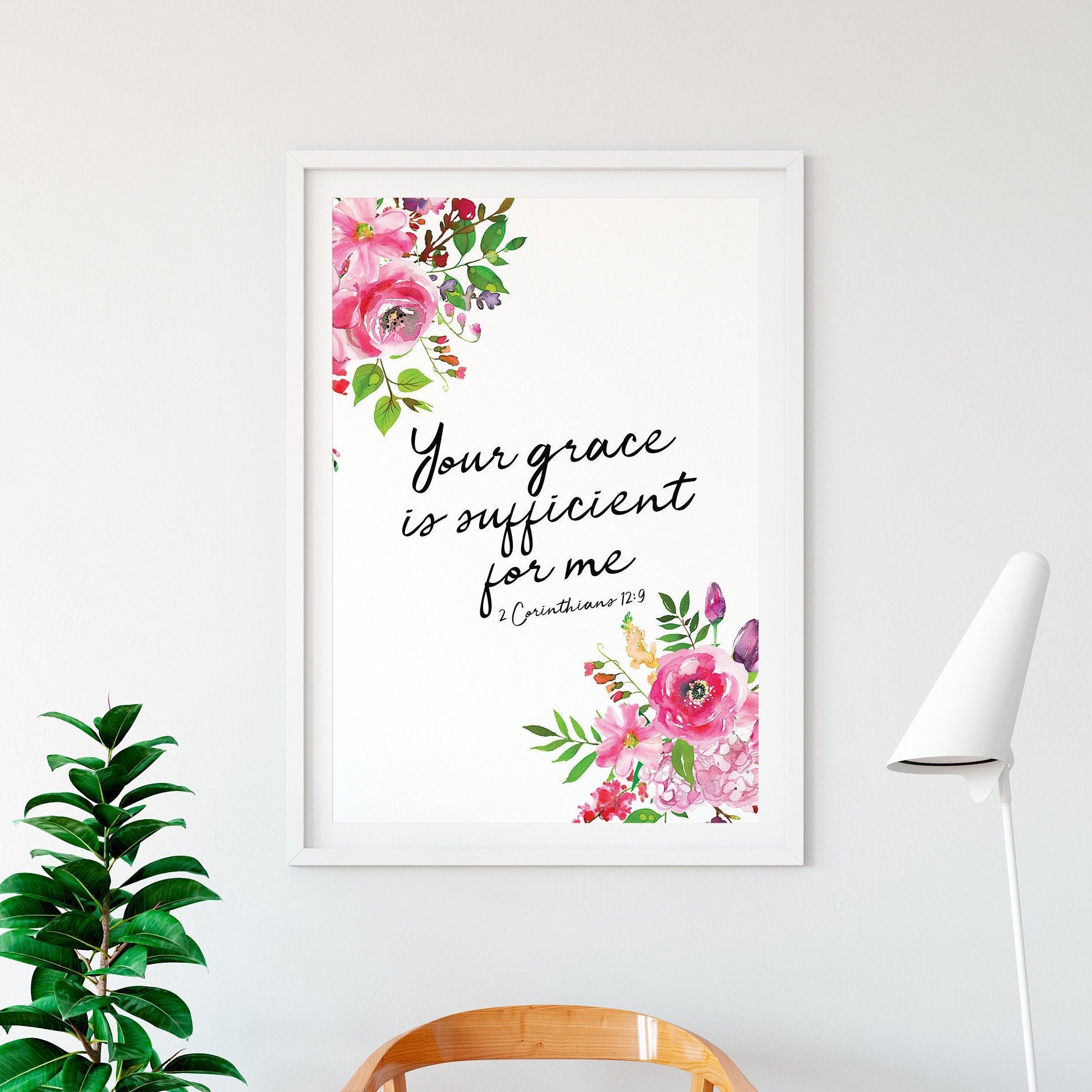 Your Grace Is Sufficient Bible Verse Print Wall Art Quotes 2 Corinthians 12:9