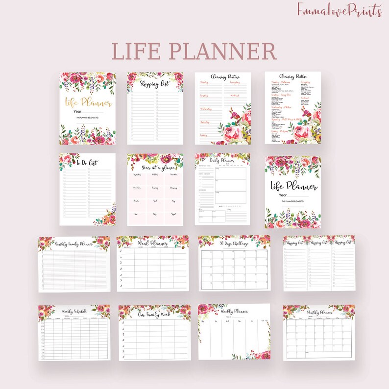 Life Planner Printable Big Happy Planner Inserts Daily Planner Etsy