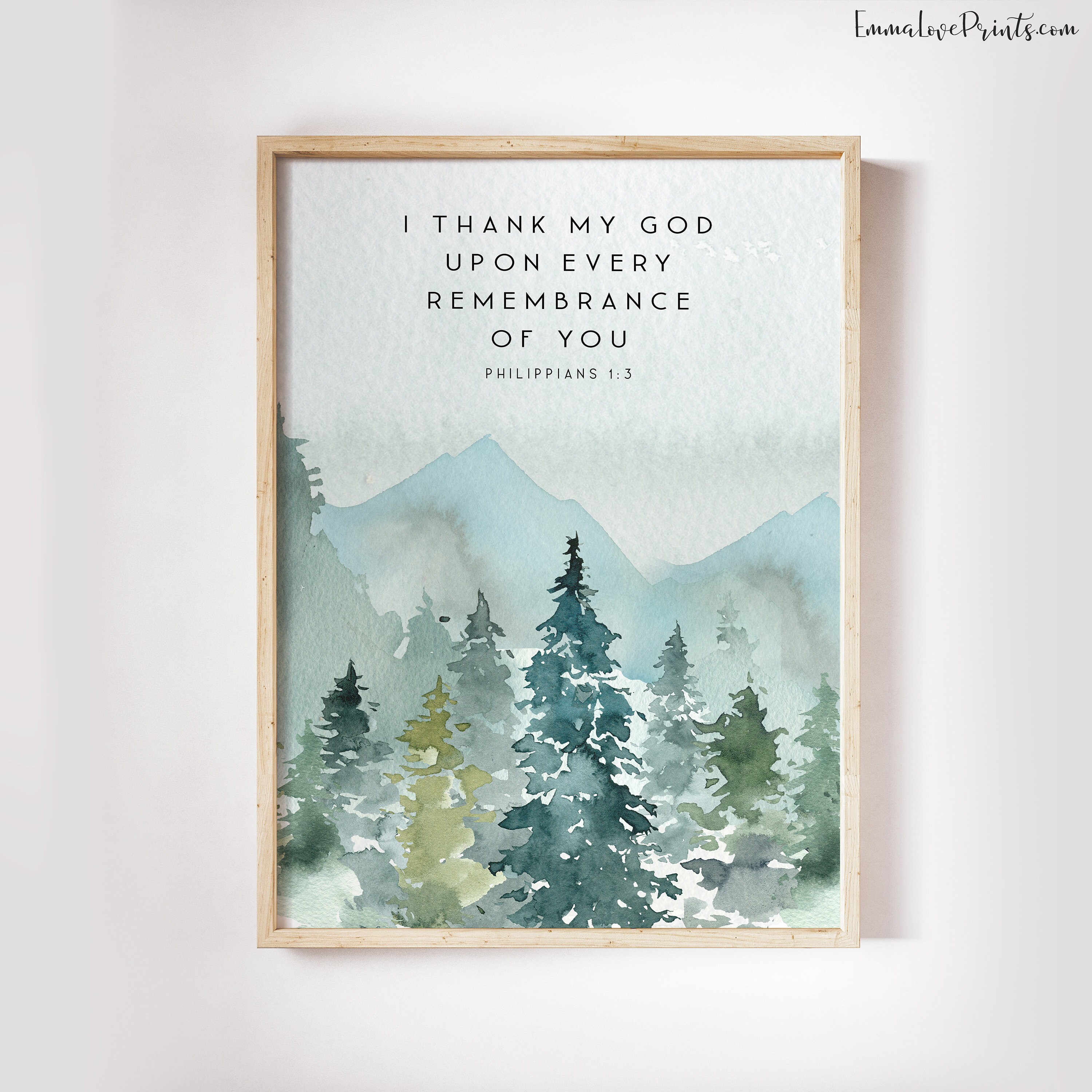 I thank God every time I remember you Scripture Art Philippians 1:3-5 PRINTABLE Bible Verse Scripture printable Bible Verse printable