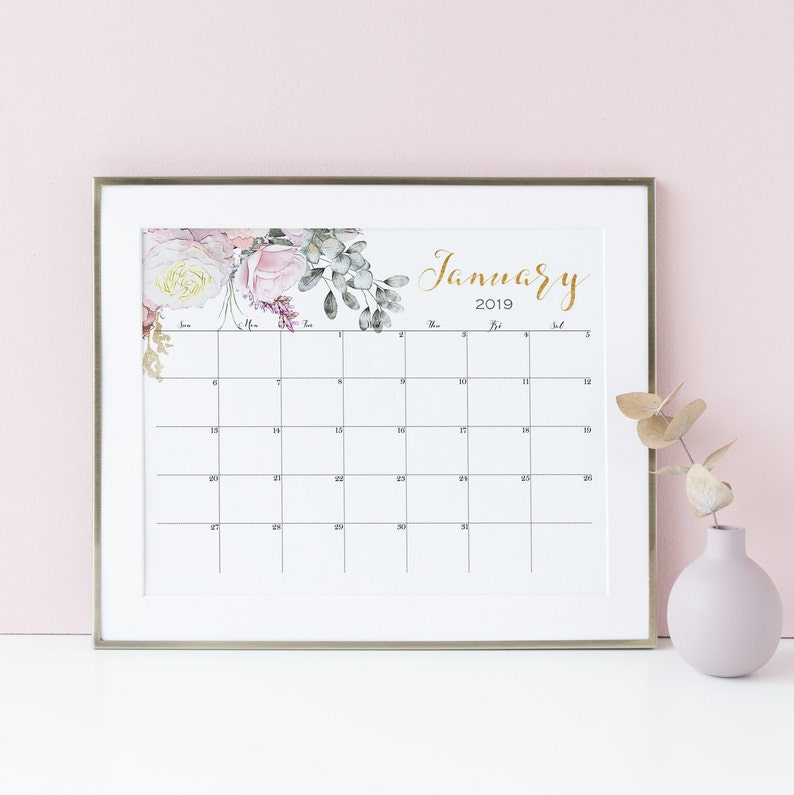 Wall Calendar 2019 Rose Gold Large Image 0
