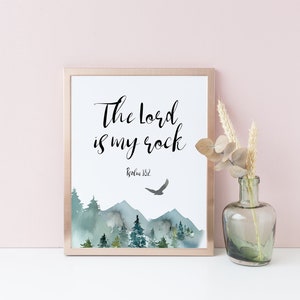 The Lord Is my Rock, Psalm 18 2, Scripture Prints, Bible Verse Prints, Mountains Wall Art image 6