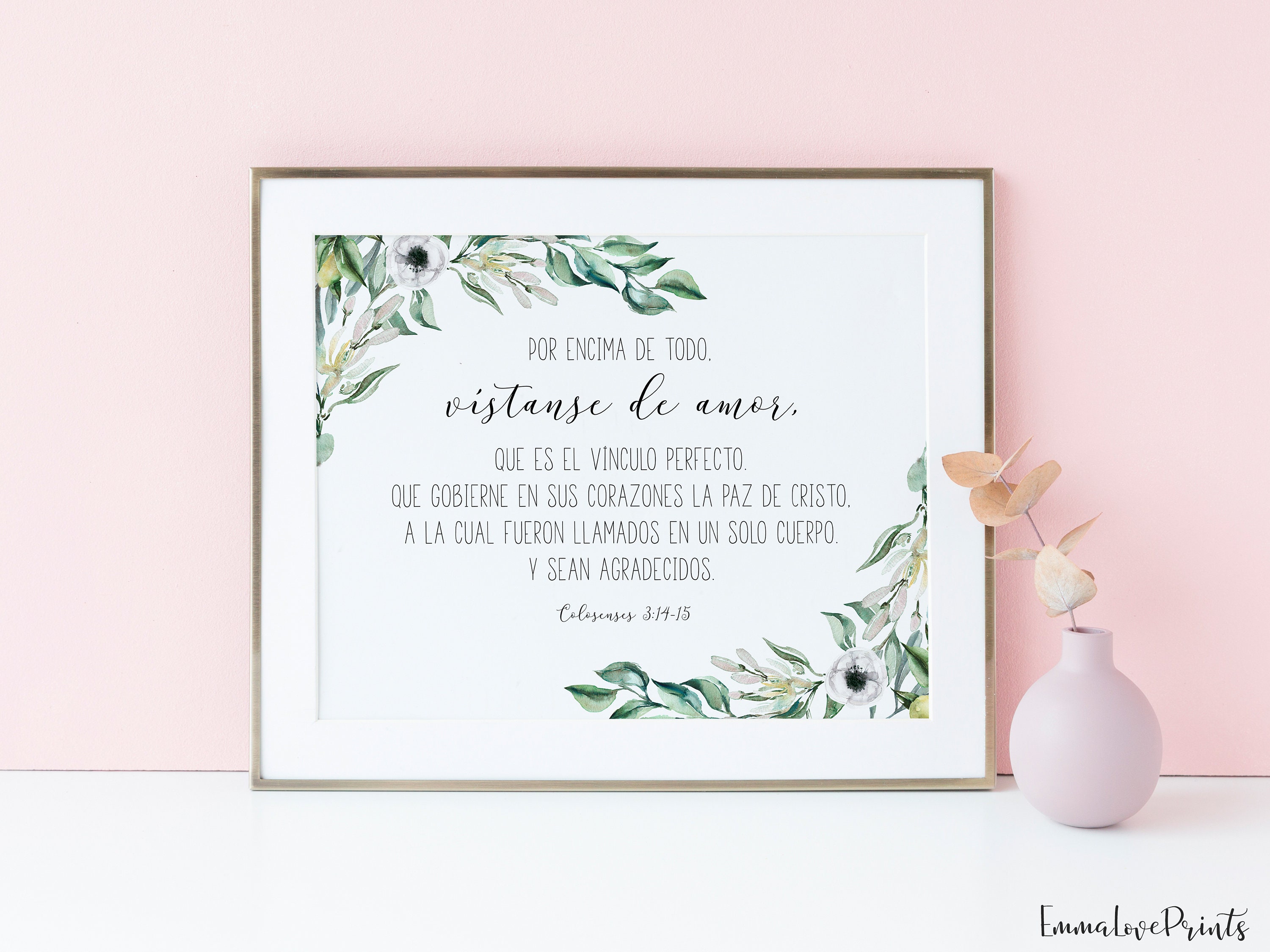 Spanish Bible Verse Prints Put On Love Colossians 3 13 15 Etsy