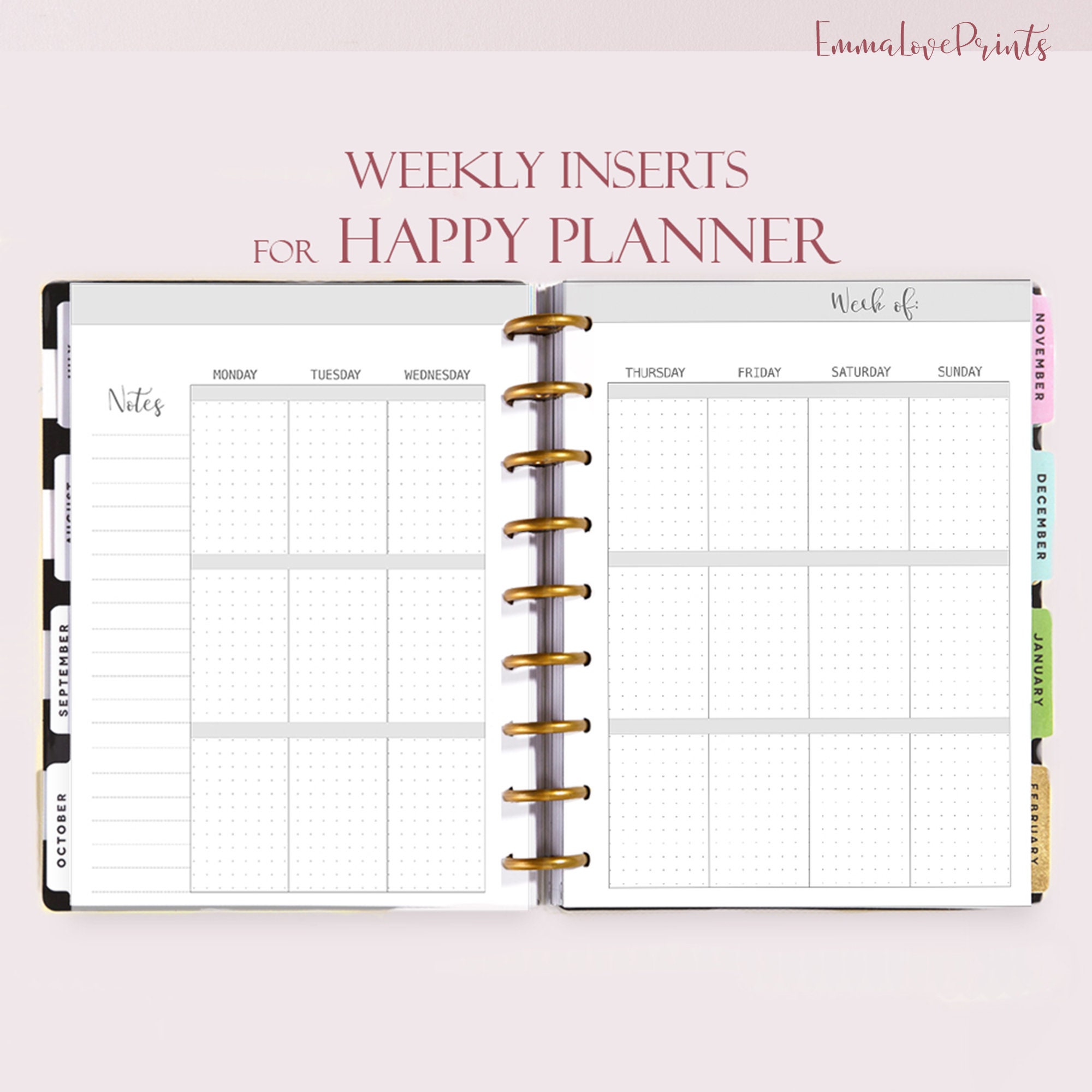 weekly-planner-pages-happy-planner-inserts-printable-dotted-etsy
