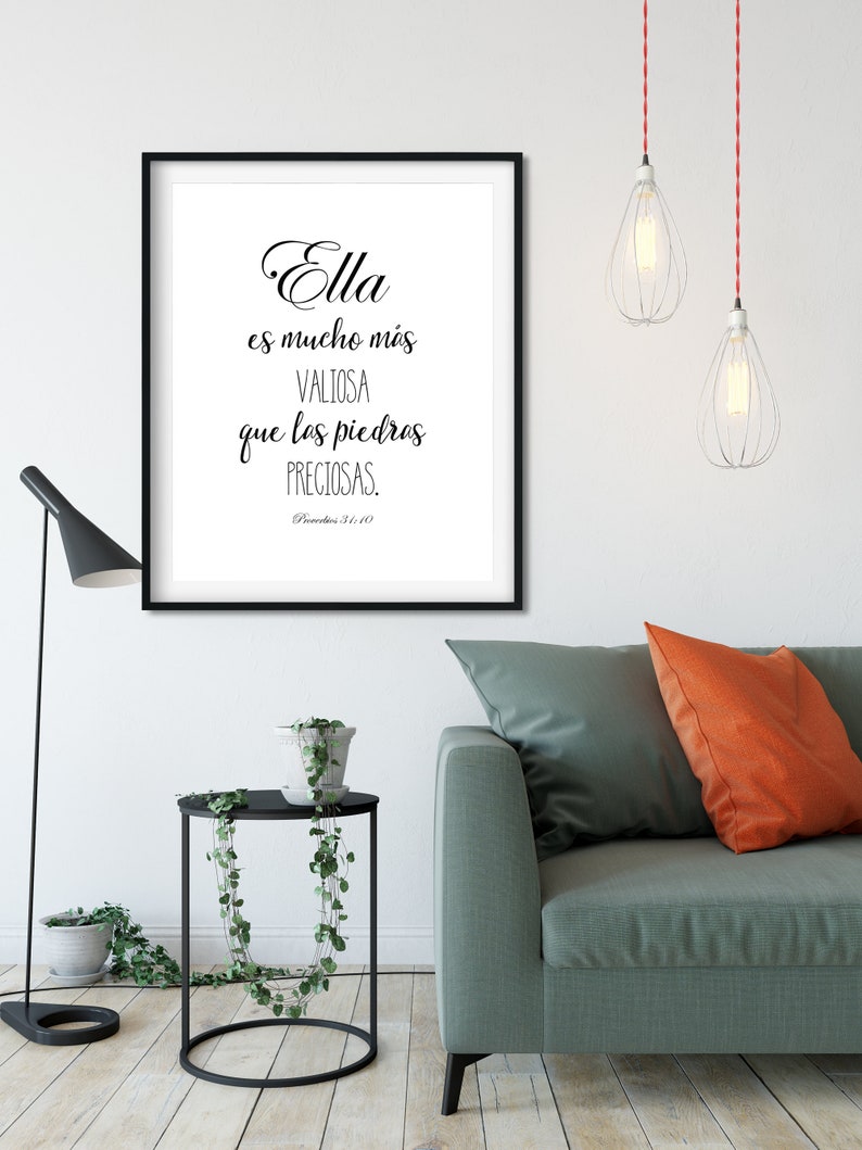 Spanish Wall Art Bible Verse Prints She Is Far More Precious Etsy