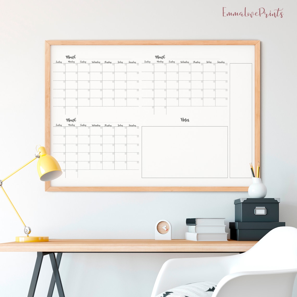 Large Wall Calendar 36 X 24 Undated Floral Calendar Etsy