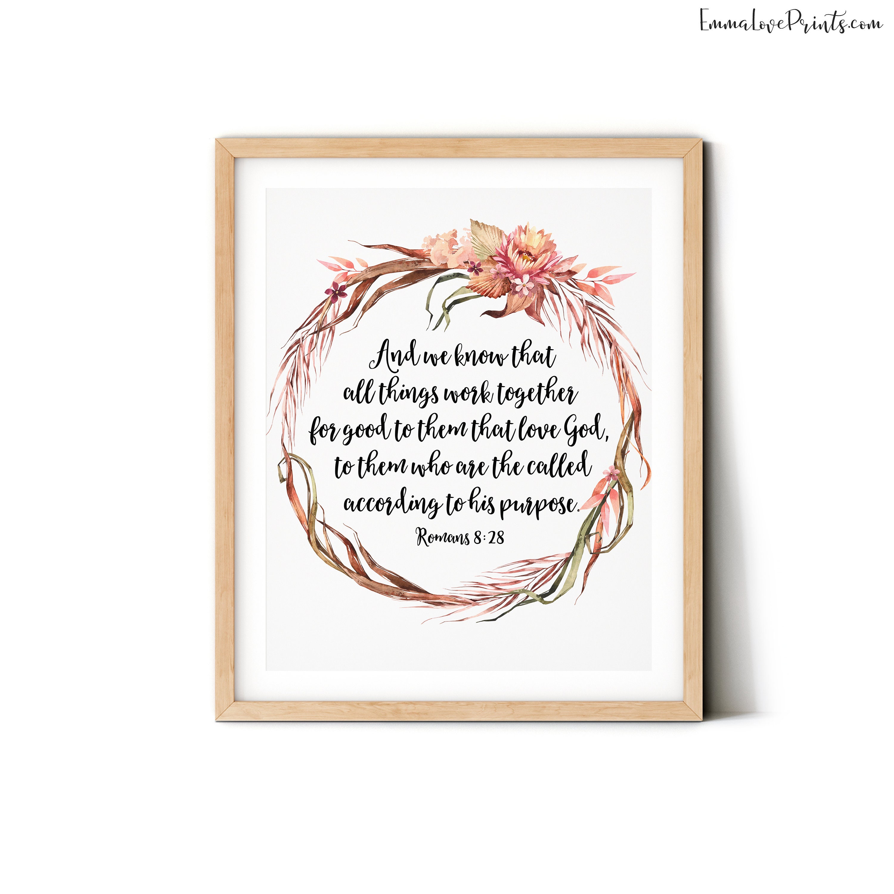 Bible Verse Prints Romans 8 28 Prinable Scripture Prints. photo image