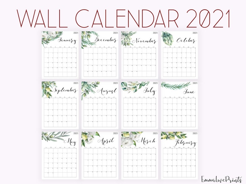 2021 Calendar Watercolour Calendar 2021 Botanical Wall | Etsy
