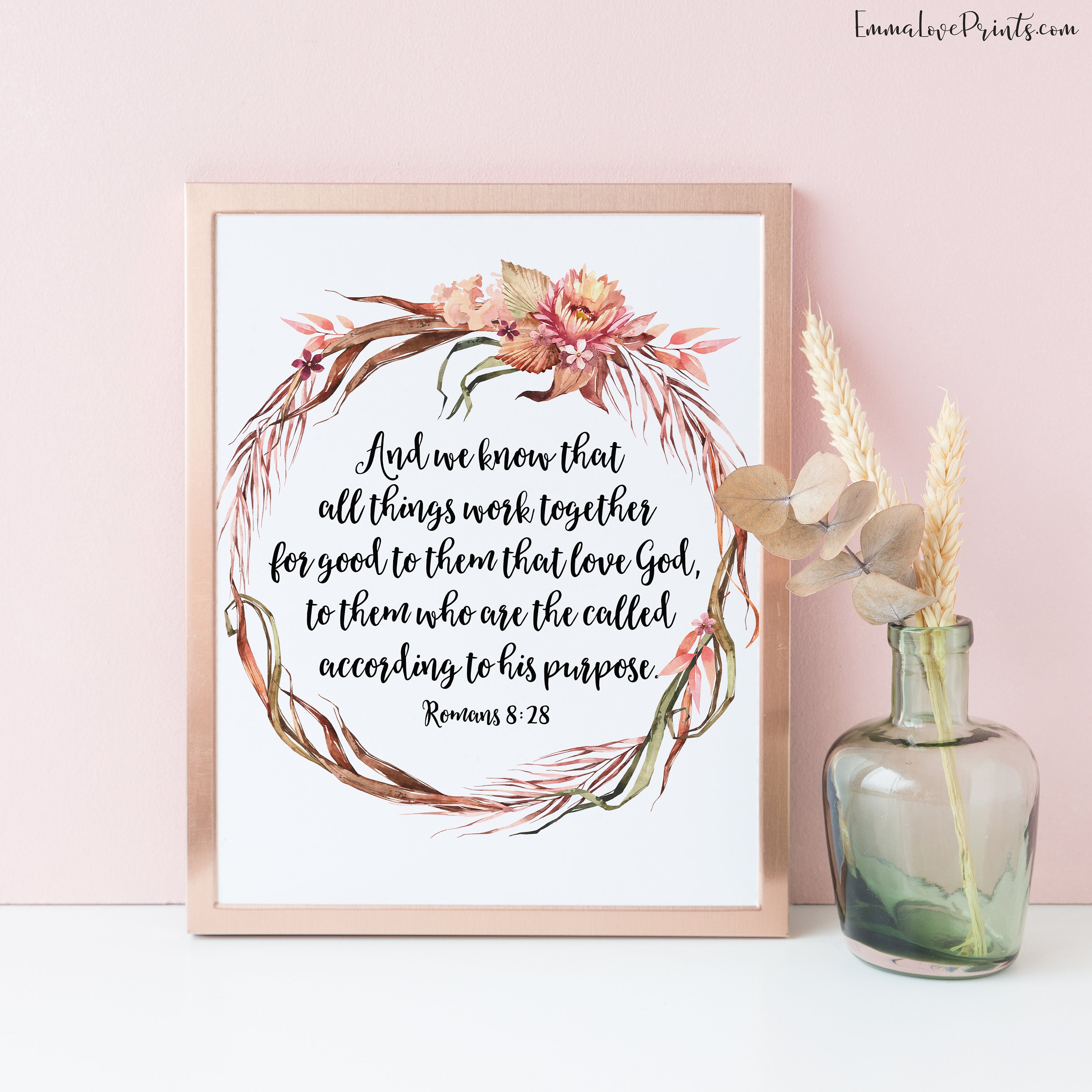 Bible Verse Prints Romans 8 28 Prinable Scripture Prints. | Etsy