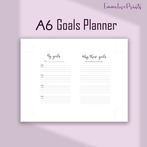 A6 TN Inserts Goal Printable Goal Setting A6 Planner - Etsy